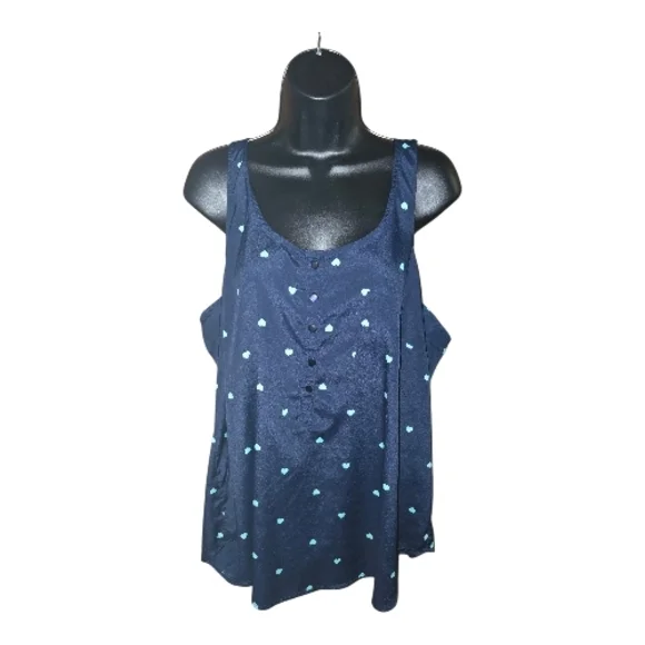 Elegant Navy Heart Pattern Tank Top - Picture 1 of 3